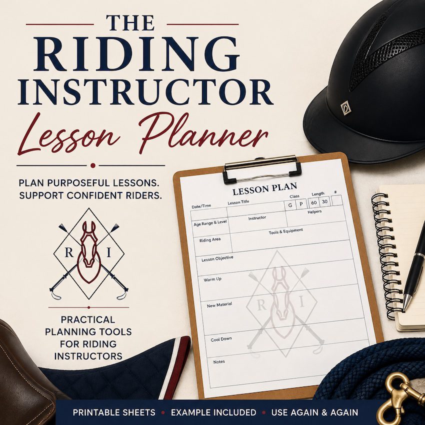 ChatGPT Image Aug 14, 2026 at 12_49_49 PM The Riding Instructor Lesson Planner with a riding helmet